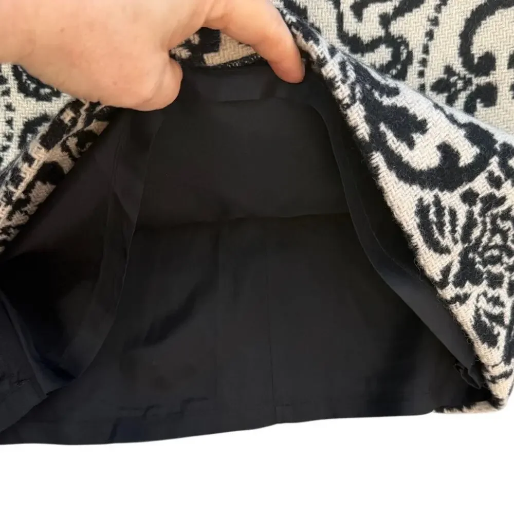 J. McLaughlin Black White Wool Mini Skirt Size 6